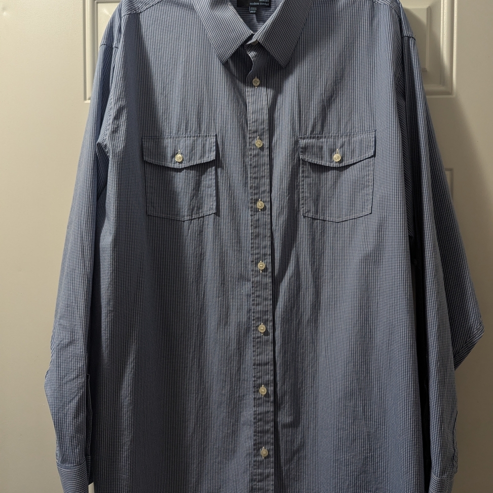 Murano Ultimate Modern Comfort Men's Big & Tall 3XT Checkered Button Down Shirt